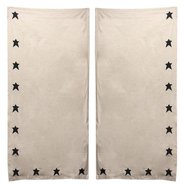 Farmhouse Star Patch Applique Window Panel Curtains Set of 2 84